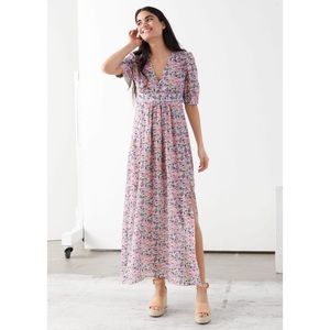 Other Stories Floral Printed Maxi Side Slit Dress